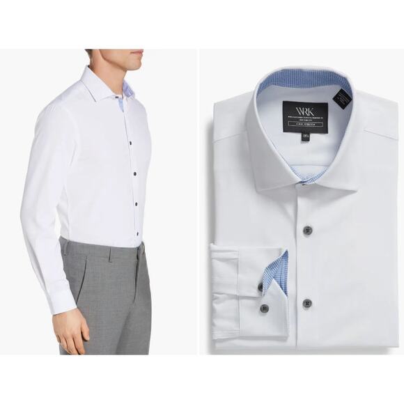 W.R.K Slim Fit Solid Performance Dress Shirt in White NWT SZ 15.5 $98 122 - Picture 4 of 4